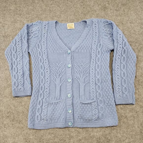 Kilronan Knitwear Womens L Large 100% Merino Wool Cableknit Cardigan Sweater - Picture 3 of 15